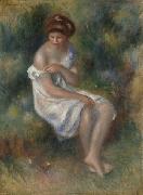 Pierre Auguste Renoir Seated Girl in Landscape oil painting reproduction